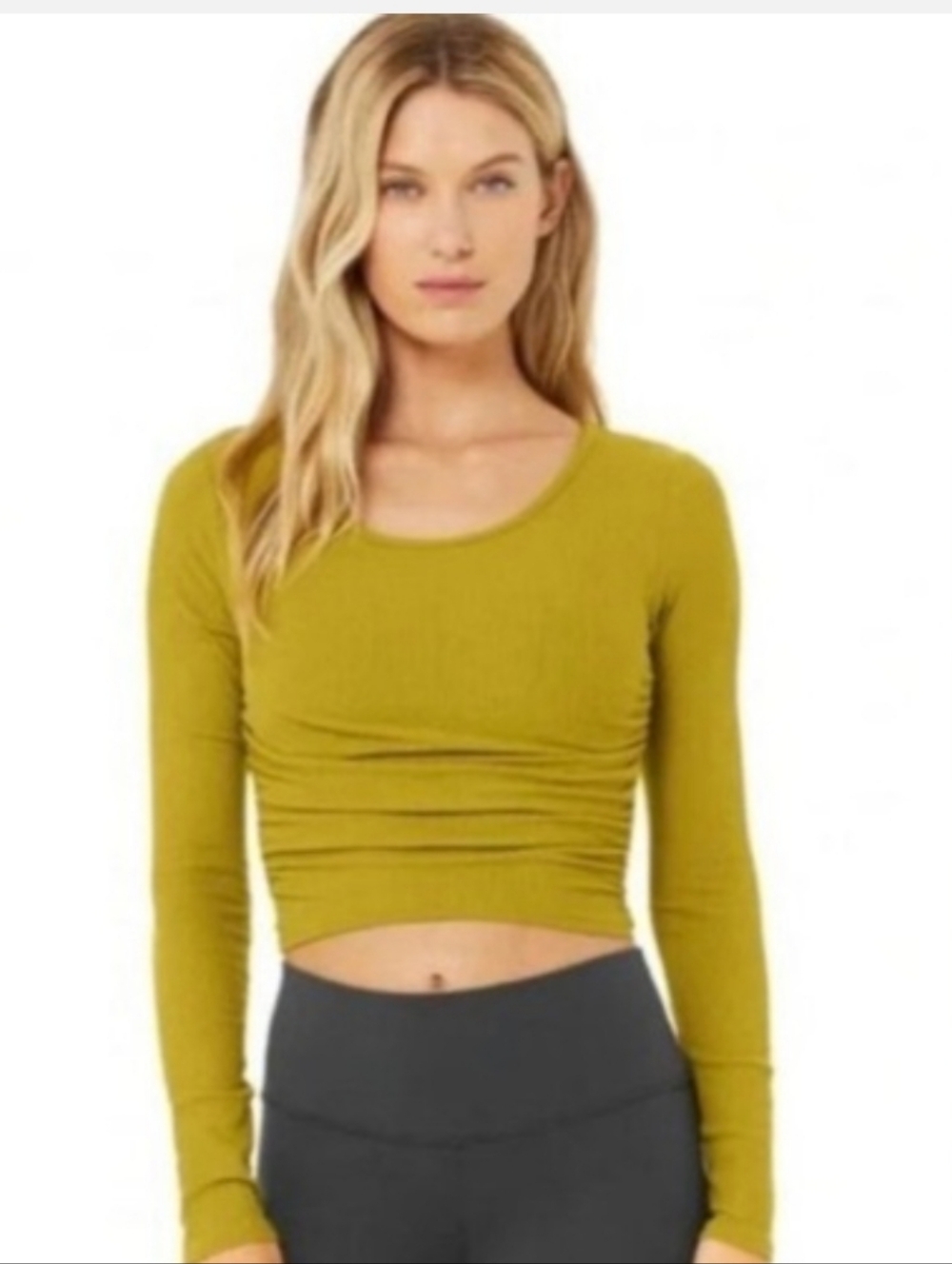 ALO Yoga Olive Green Long Sleeve Cropped Tee